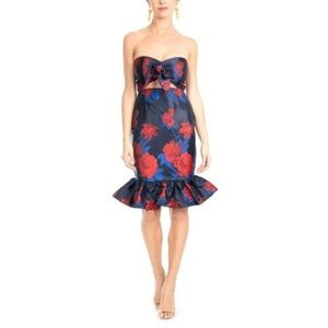 Endless Rose Strapless Dress - Navy and Red Floral
